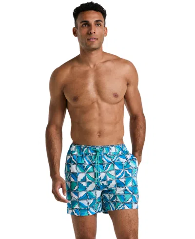 ORIGINAL PENGUIN MEN'S SLIM-FIT GEOMETRIC SWIM TRUNKS