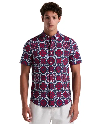 ORIGINAL PENGUIN MEN'S SLIM FIT SHORT SLEEVE MEDALLION PRINT BUTTON-DOWN SHIRT