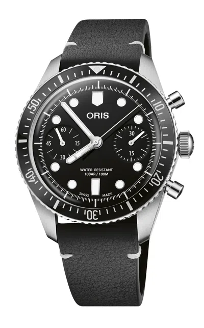 ORIS ORIS DIVERS SIXTY-FIVE AUTOMATIC CHRONOGRAPH LEATHER MENS WATCH 771 7791 4054-LS
