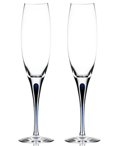 ORREFORS INTERMEZZO BLUE SET OF 2 FLUTES