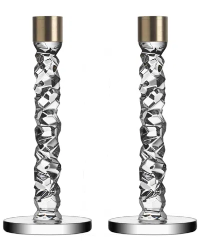 ORREFORS ORREFORS SET OF 2 LARGE CARAT CANDLESTICKS
