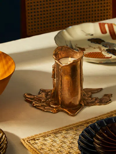 OSANNA VISCONTI MELTED HAND-CAST BRONZE CANDLE HOLDER