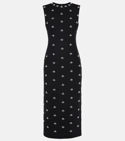 OSCAR DE LA RENTA EMBELLISHED WOOL-BLEND COCKTAIL DRESS