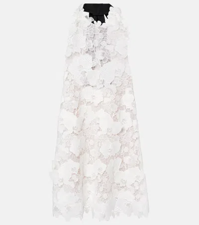 OSCAR DE LA RENTA FLORAL GUIPURE LACE MINIDRESS