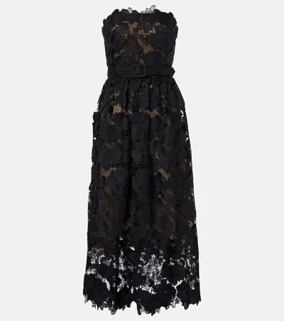 OSCAR DE LA RENTA FLORAL LACE BUSTIER GOWN
