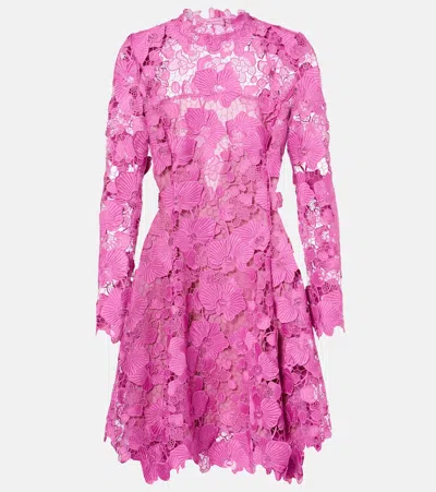 OSCAR DE LA RENTA FLORAL LACE MINIDRESS