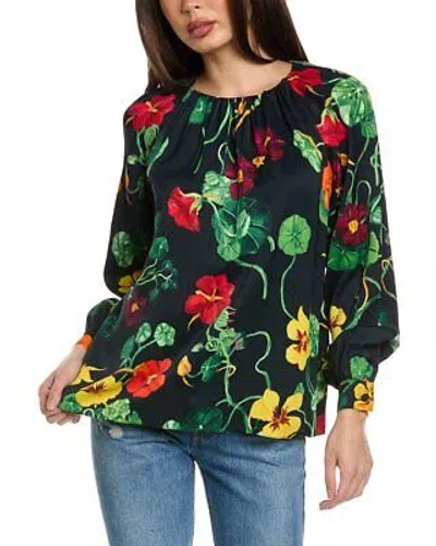 OSCAR DE LA RENTA OSCAR DE LA RENTA NASTURTIUM SATIN BACK CREPE BLOUSE WOMEN'S