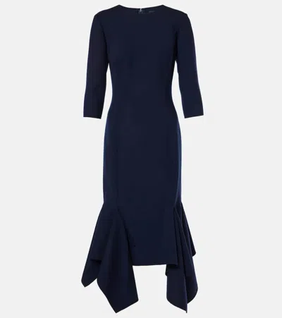 OSCAR DE LA RENTA PLEATED WOOL-BLEND MIDI DRESS