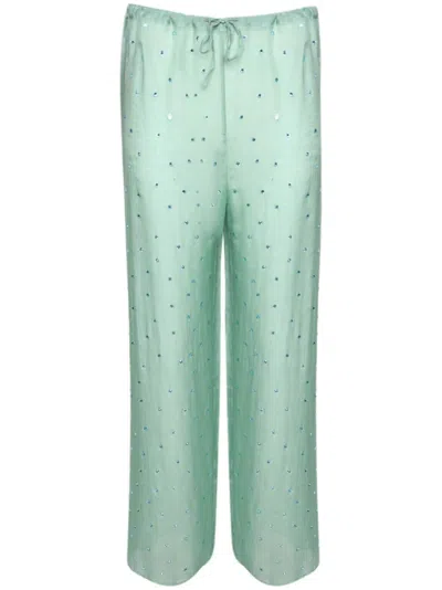 OSEREE GEM PANTS EMBELLISHED STRAIGHT-LEG TROUSERS