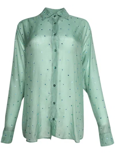 OSEREE GEMS CRYSTAL-EMBELLISHED LONG-SLEEVE SHIRT