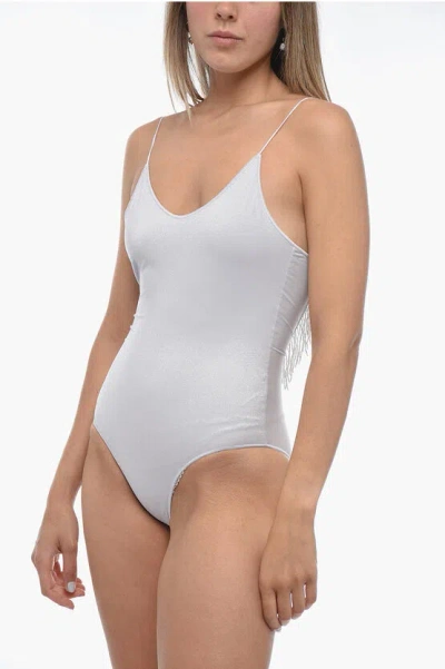 OSEREE Glitter Effect One-Piece Swimsuit With Beads