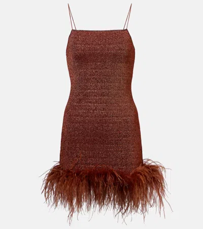 OSEREE OSÉREE LUMIÈRE PLUMAGE FEATHER-TRIMMED MINIDRESS