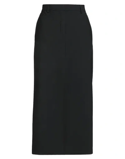 OTTOD'AME OTTOD'AME WOMAN MIDI SKIRT BLACK SIZE 10 POLYESTER, VIRGIN WOOL, ELASTANE