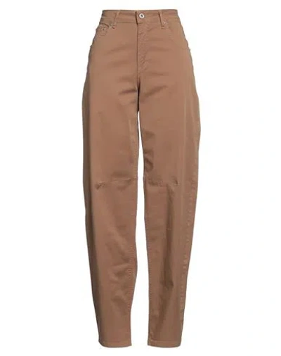 OTTOD'AME OTTOD'AME WOMAN PANTS KHAKI SIZE 32 COTTON, ELASTANE