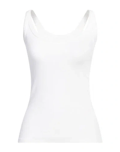 OTTOD'AME OTTOD'AME WOMAN TANK TOP WHITE SIZE 10 VISCOSE, ELASTANE
