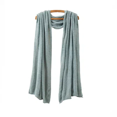 OUBAS WOMEN'S NEUTRALS / BLUE / SILVER FINE LAMBSWOOL BRANT WRAP IN HAAR