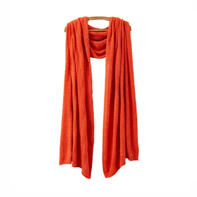 OUBAS WOMEN'S YELLOW / ORANGE FINE LAMBSWOOL BRANT WRAP IN BURNT ORANGE