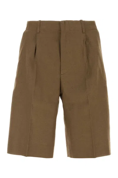 OUR LEGACY OUR LEGACY BROWN COTTON BLEND BERMUDA SHORTS