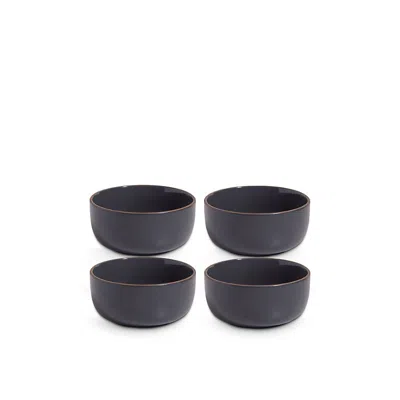 OUR PLACE CHAR CONTRAST-RIM CERAMIC SOUP BOWLS SET OF FOUR