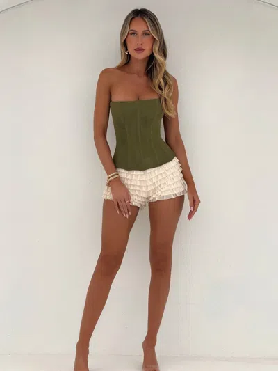 OUTCAST SOLA MESH CORSET TOP KHAKI