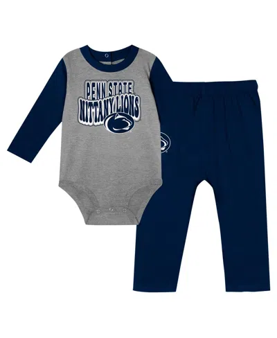 OUTERSTUFF BABY BOYS AND GIRLS 2-PIECE PENN STATE NITTANY LIONS DOUBLE UP LONG SLEEVE BODYSUIT AND PANT SET