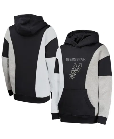 OUTERSTUFF BIG BOYS AND GIRLS BLACK SAN ANTONIO SPURS ACE IN THE HOLE PULLOVER HOODIE