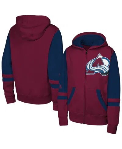 OUTERSTUFF BIG BOYS AND GIRLS BURGUNDY COLORADO AVALANCHE FACE OFF FULL-ZIP HOODIE