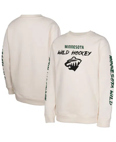 OUTERSTUFF BIG BOYS AND GIRLS CREAM MINNESOTA WILD STAR POWER PULLOVER SWEATSHIRT