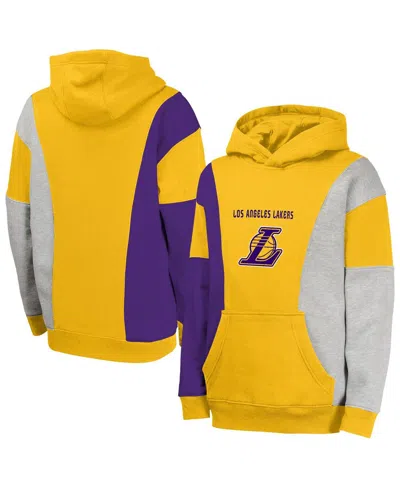 OUTERSTUFF BIG BOYS AND GIRLS GOLD LOS ANGELES LAKERS ACE IN THE HOLE PULLOVER HOODIE