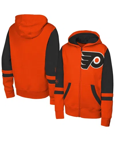 OUTERSTUFF BIG BOYS AND GIRLS ORANGE PHILADELPHIA FLYERS FACE OFF FULL-ZIP HOODIE