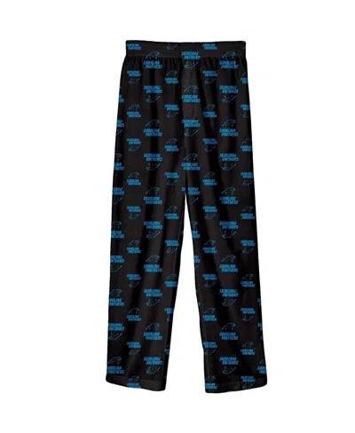 OUTERSTUFF BIG BOYS BLACK CAROLINA PANTHERS TEAM-COLORED PRINTED PAJAMA PANTS