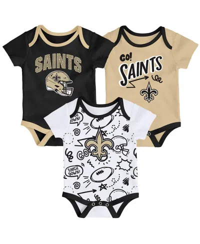 OUTERSTUFF INFANT 3-PIECE NEW ORLEANS SAINTS ALL DAY PLAY BODYSUIT SET