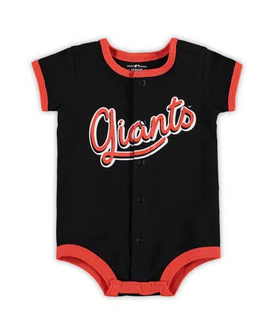 OUTERSTUFF NEWBORN AND INFANT BOYS AND GIRLS BLACK SAN FRANCISCO GIANTS STRIPE POWER HITTER ROMPER