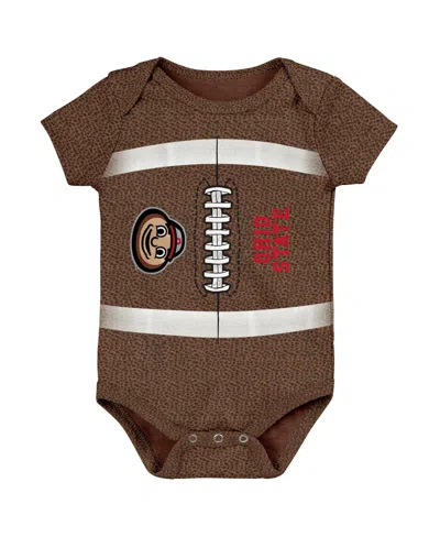 OUTERSTUFF NEWBORN AND INFANT BOYS AND GIRLS BROWN OHIO STATE BUCKEYES CATCH ME FOOTBALL BODYSUIT