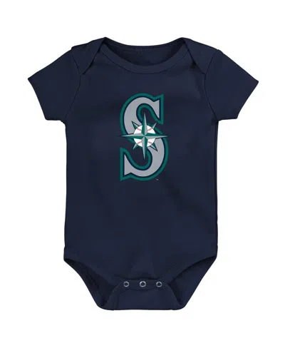 OUTERSTUFF NEWBORN AND INFANT BOYS AND GIRLS NAVY SEATTLE MARINERS PRIMARY TEAM LOGO BODYSUIT