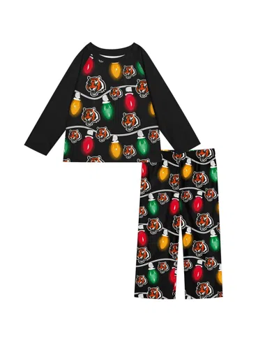 OUTERSTUFF PRESCHOOL CINCINNATI BENGALS TWO-PIECE GARLAND HOLIDAY LONG SLEEVE PAJAMA SET