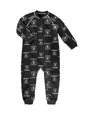 OUTERSTUFF TODDLER BLACK LAS VEGAS RAIDERS ALLOVER PRINT RAGLAN FULL-ZIP JUMPER