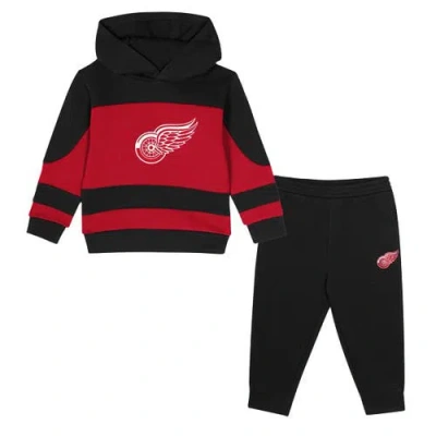OUTERSTUFF OUTERSTUFF TODDLER BLACK/RED DETROIT RED WINGS PUCK HERO FLEECE HOODIE AND SWEATPANTS SET