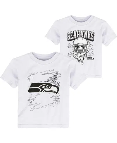 OUTERSTUFF TODDLER BOYS WHITE SEATTLE SEAHAWKS COLORING ACTIVITY TWO-PACK T-SHIRT SET