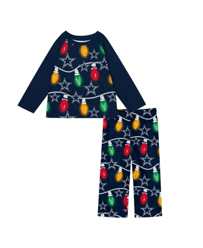 OUTERSTUFF TODDLER DALLAS COWBOYS TWO-PIECE GARLAND HOLIDAY LONG SLEEVE PAJAMA SET