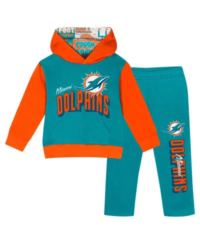 OUTERSTUFF TODDLER MIAMI DOLPHINS COIN TOSS PULLOVER FLEECE HOODIE PANTS SET