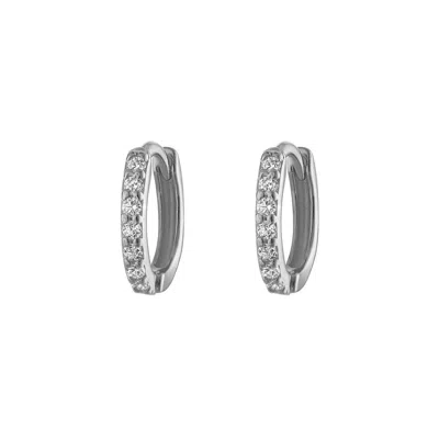 OUTOFOFFICE WOMEN'S EIGHT MM SILVER PAVE HOOP EARRING