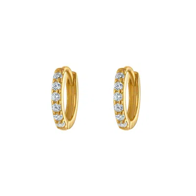 OUTOFOFFICE WOMEN'S SEVEN MM GOLD PAVE HOOP EARRING