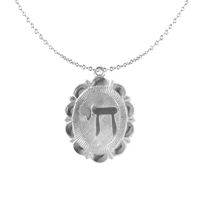 OUTOFOFFICE WOMEN'S SILVER CHAI PENDANT NECKLACE HEBREW CHARM