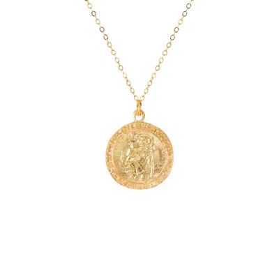 OUTOFOFFICE WOMEN'S ST CHRISTOPHER CHARM NECKLACE PENDANT GOLD DELICATE CHAIN