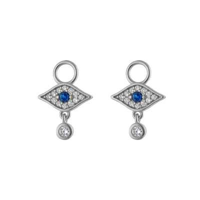 OUTOFOFFICE WOMEN'S STERLING SILVER EVIL EYE EARRING CHARM ACCESSORY FOR HUGGIES