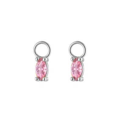 OUTOFOFFICE WOMEN'S SILVER EARRING CHARM PINK OVAL DETACHABLE