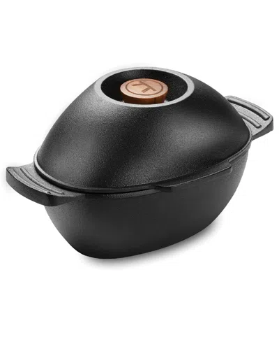 OUTSET CAST IRON 2.5-QUART MUSSEL AND SEAFOOD POT WITH LID
