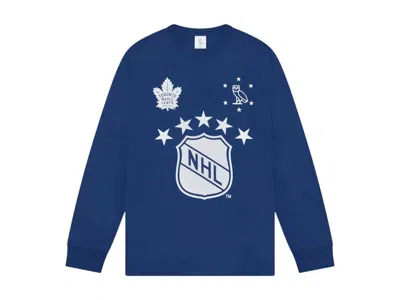 OVO MEN'S OVO X NHL TORONTO MAPLE LEAFS LONG SLEEVE T-SHIRT IN BLUE
