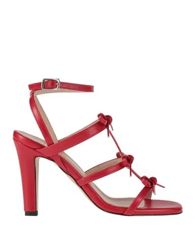 OVYÈ OVYÉ WOMAN SANDALS RED SIZE 8 TEXTILE FIBERS